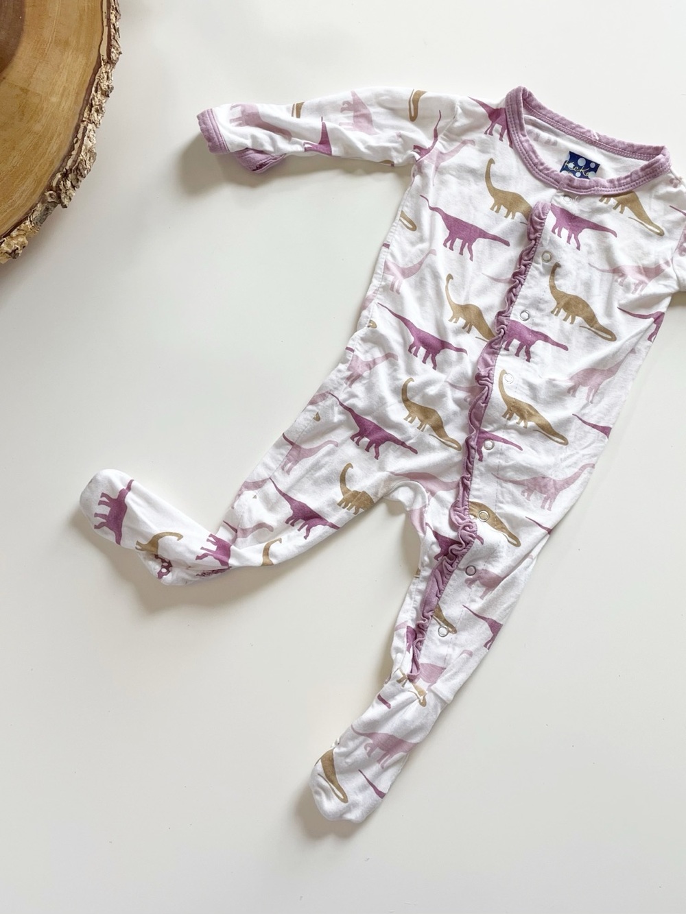 Kickee Pants Bamboo Dinosaur Ruffle Bottom Footie Pajama | 3-6m